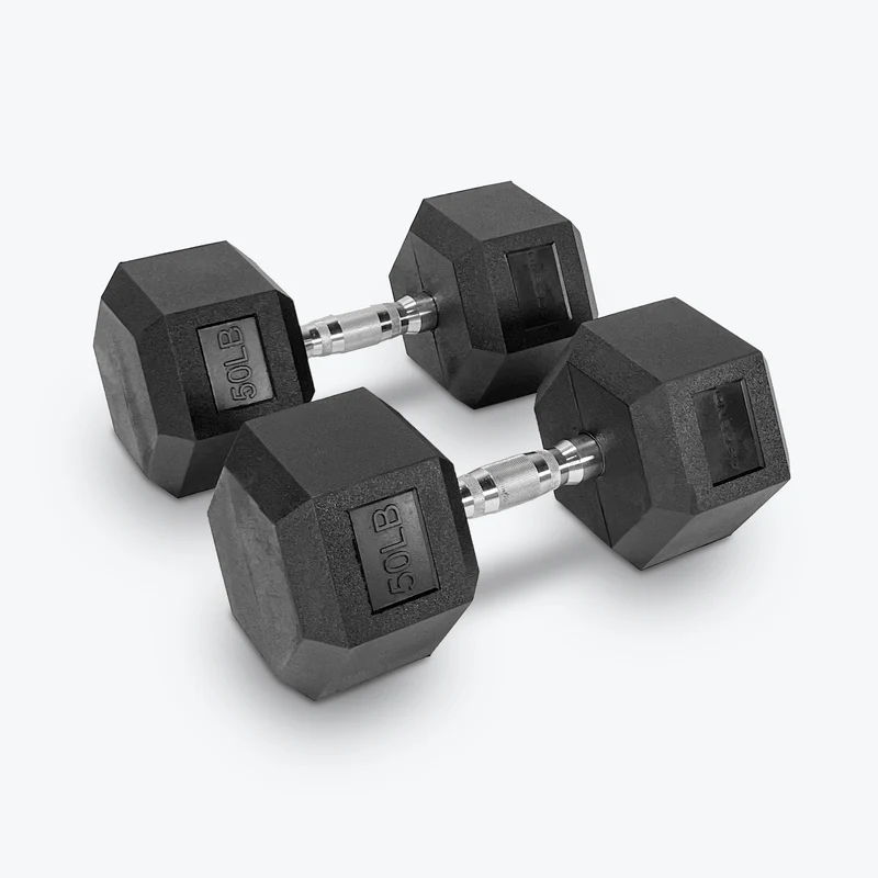 Ascend Rubber Hex Dumbbells - Pairs (5 to 80 lb)