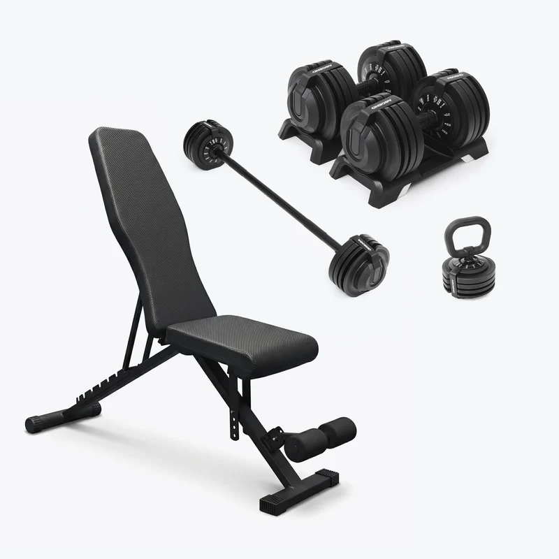 Bundle: Ascend 3-in-1 Adjustable Dumbbells (7 to 52.5 lb) & Bench