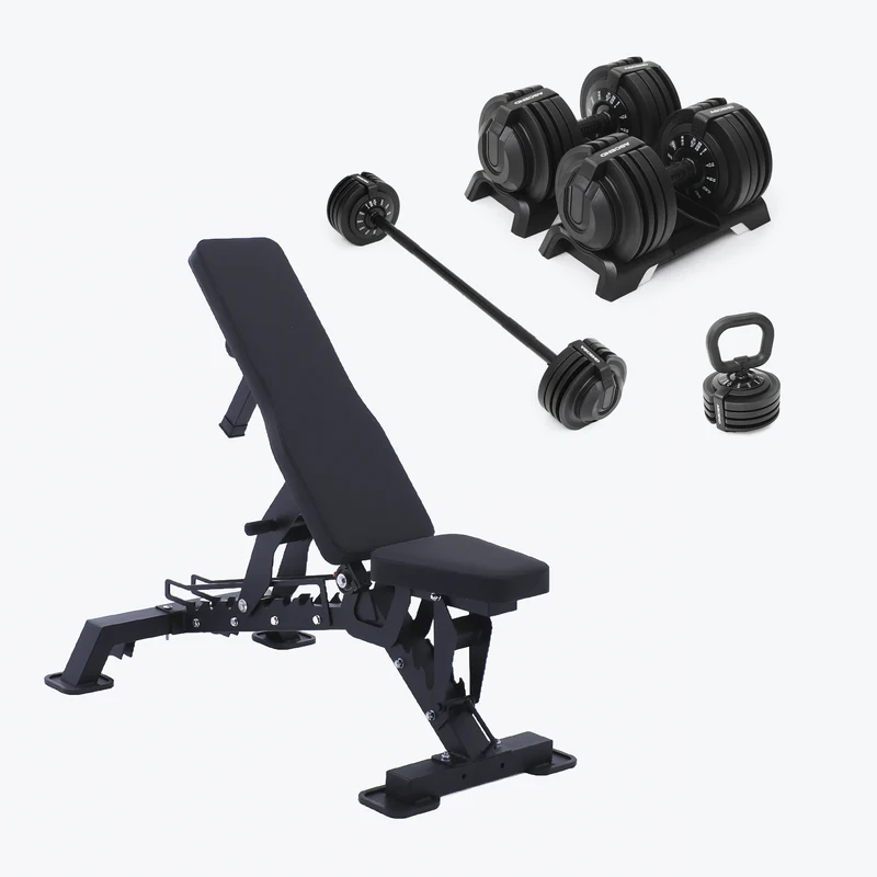 Bundle: Ascend 3-in-1 Adjustable Dumbbells (7 to 52.5 lb) & Bench