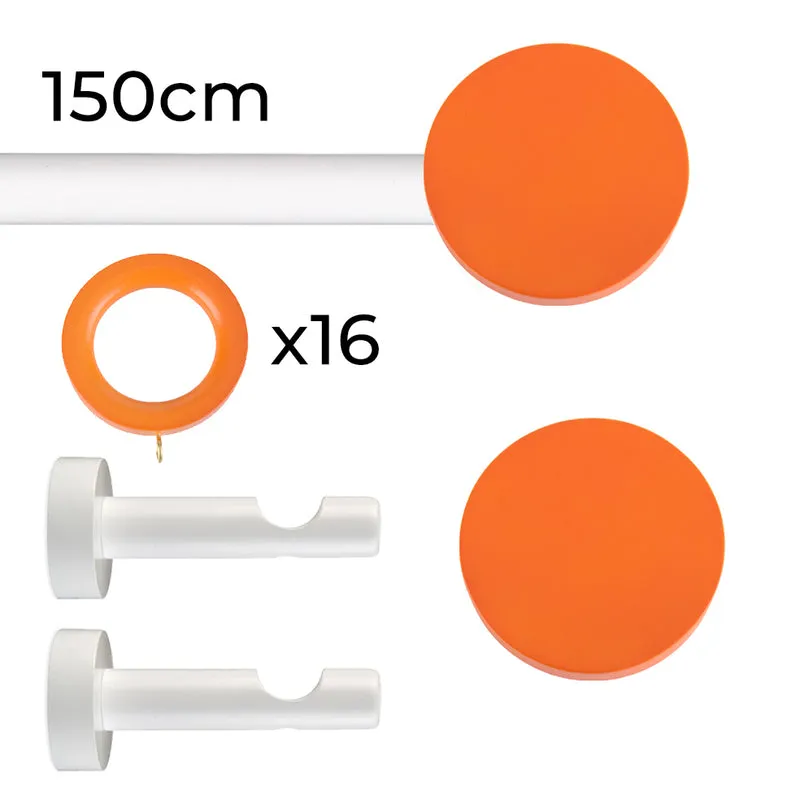 Tringle à rideau Ø22mm Cercle orange Avec anneaux Installation au mur