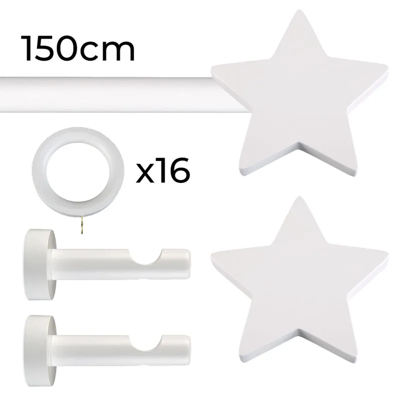 Tringle à rideau Ø22mm Étoile Avec anneaux Installation au mur
