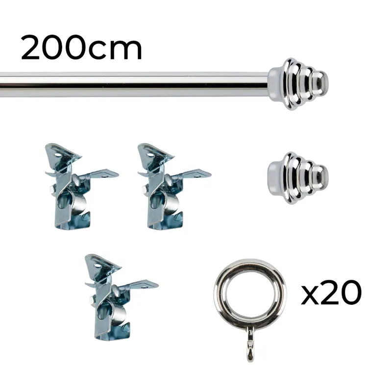 Tringle à rideau Ø12mm Pyramidal Avec anneaux Installation au plafond