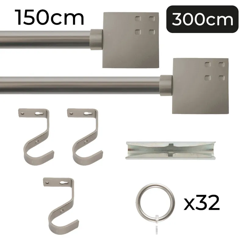 Tringle à rideau Ø22mm Carré Avec anneaux Installation au mur