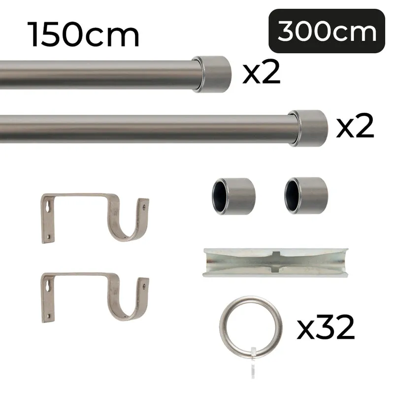 Tringle à rideau Ø22mm Bouchon Avec anneaux Installation au mur