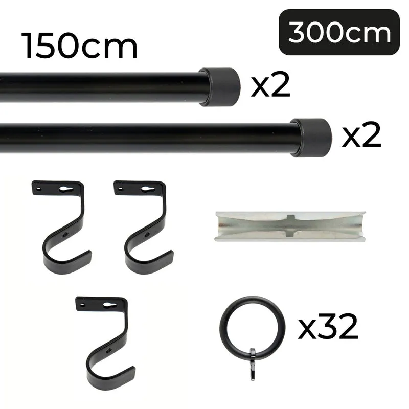 Tringle à rideau Ø22mm Bouchon Avec anneaux Installation au plafond