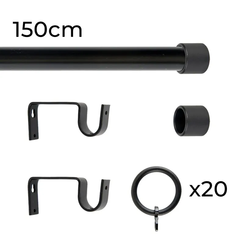Tringle à rideau Ø22mm Bouchon Avec anneaux Installation au mur
