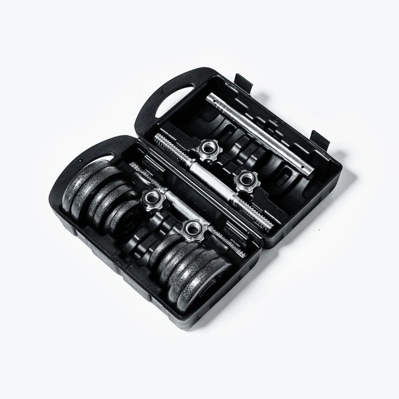 Adjustable Cast Iron Dumbbell Kit (20kg - 44lb) With Case