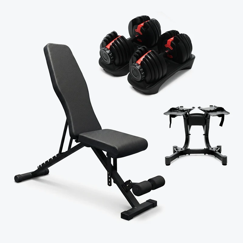 Bundle: Set of Dumbbells (5 - 52.5 lb) & Bench