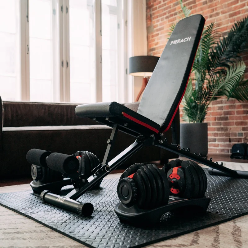 Bundle: Set of Dumbbells (5 - 52.5 lb) & Bench