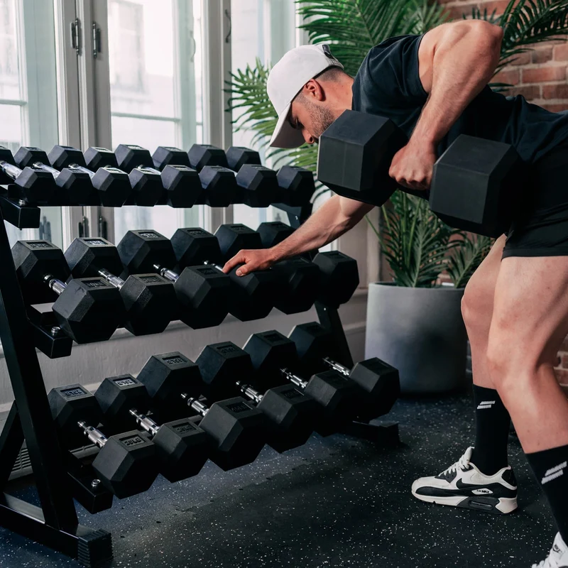 Hex Dumbbell Sets With Rack: 5-25, 5-50 & 5-80 lb