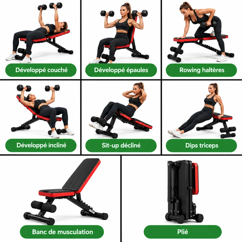 FITFOLDA BM390 - Banc de musculation pliable