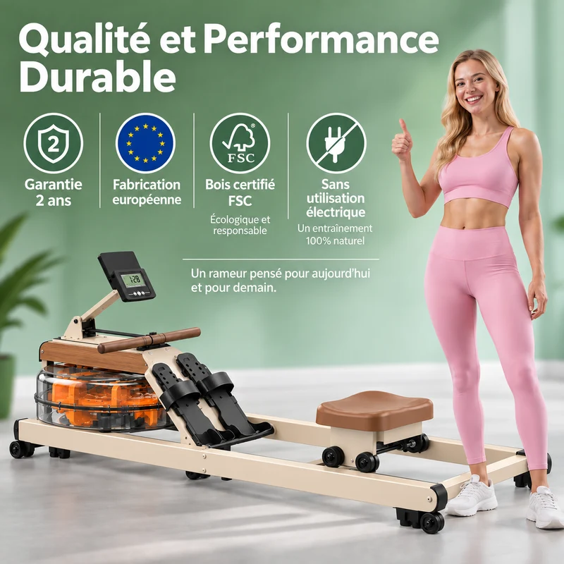 FITFOLDA RE790B - Rameur à résistance hydraulique - Coloris crème