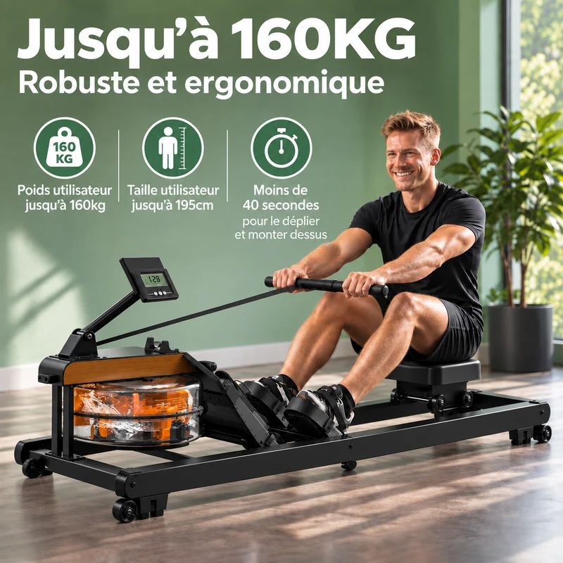 FITFOLDA RE790 - Rameur à résistance hydraulique - Coloris noir