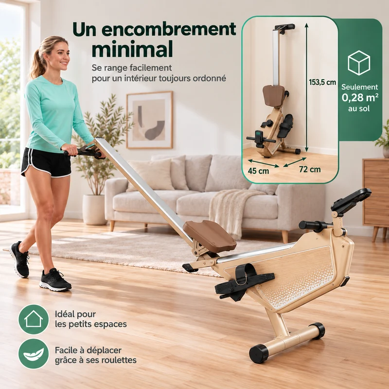 FITFOLDA RM690B - Rameur à résistance magnétique - Coloris bois clair