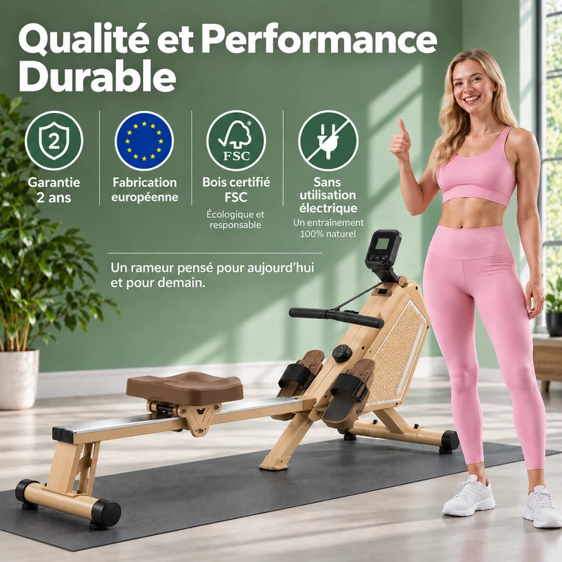 FITFOLDA RM690B - Rameur à résistance magnétique - Coloris bois clair
