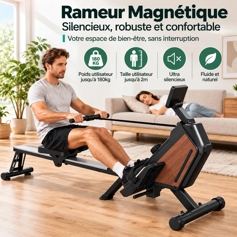 FITFOLDA RM690 - Rameur à résistance magnétique - Coloris noir