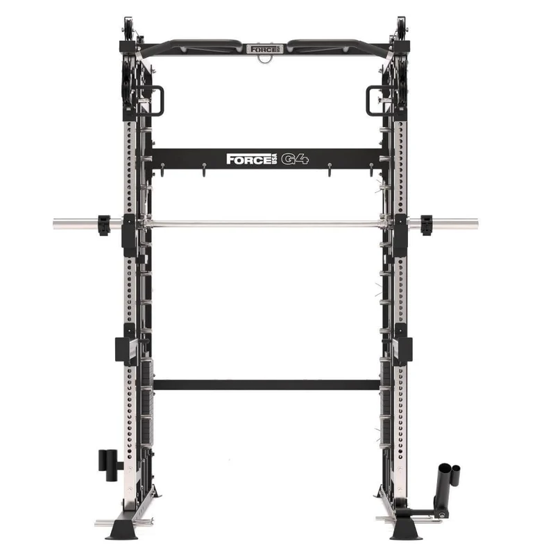 G4 All-In-One Trainer: Rack, Smith Machine et Double Poulie + 154 kg de Poids Inclus