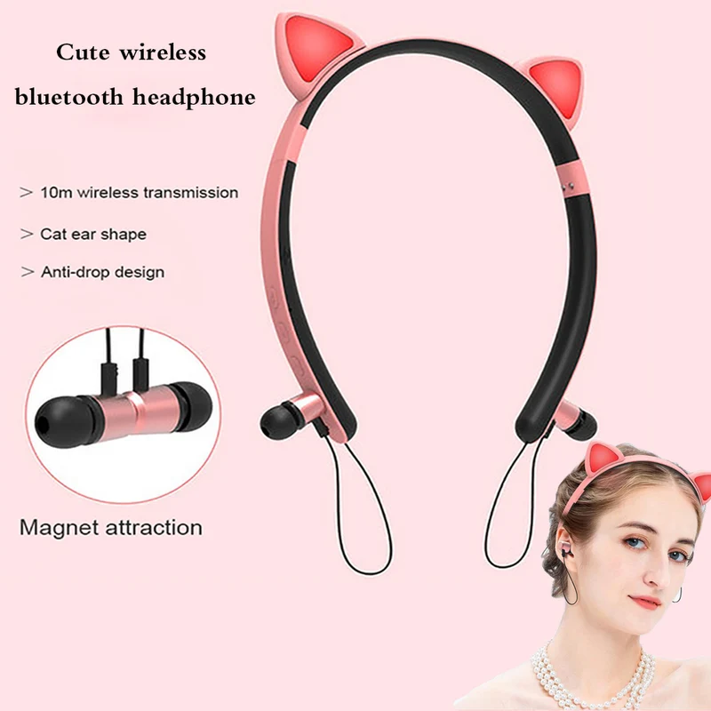 Casque Bluetooth LED Sans Fil avec Oreilles de Chat