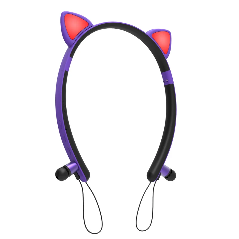 Casque Bluetooth LED Sans Fil avec Oreilles de Chat
