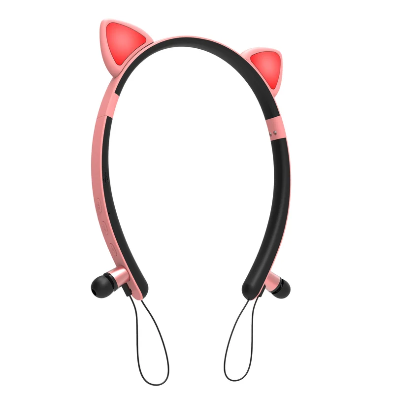 Casque Bluetooth LED Sans Fil avec Oreilles de Chat