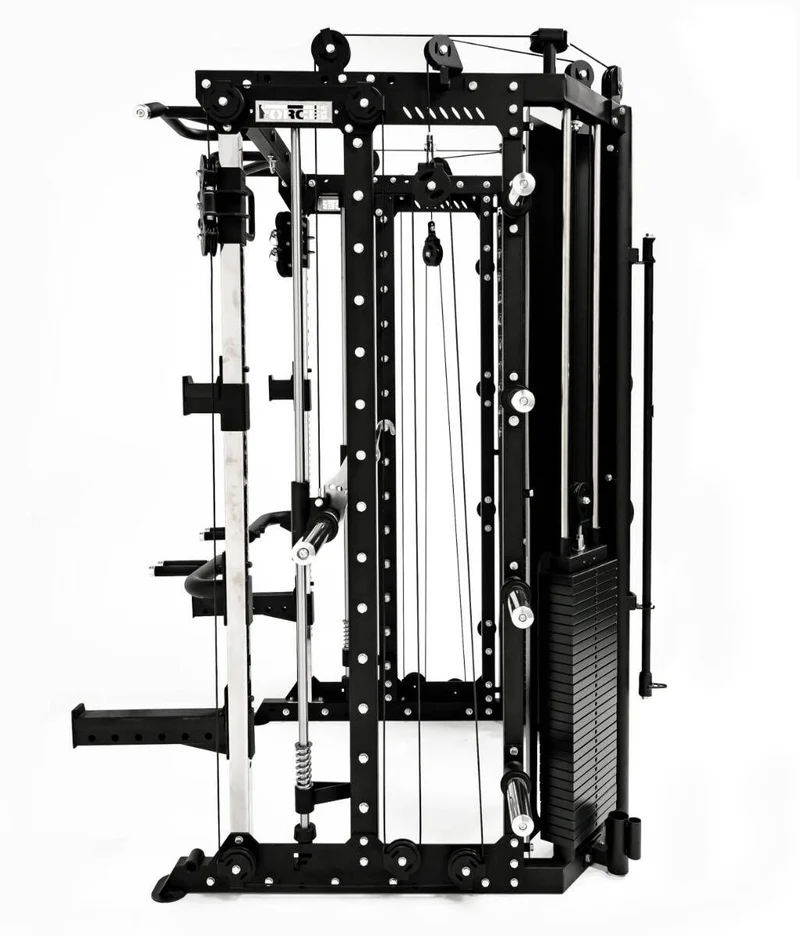 G15® All-In-One Trainer - Smith Machine, Rack + Double Poulie (Rapport de Câbles 2:1 et 4:1) + 260 Kg de Plaques Incluses