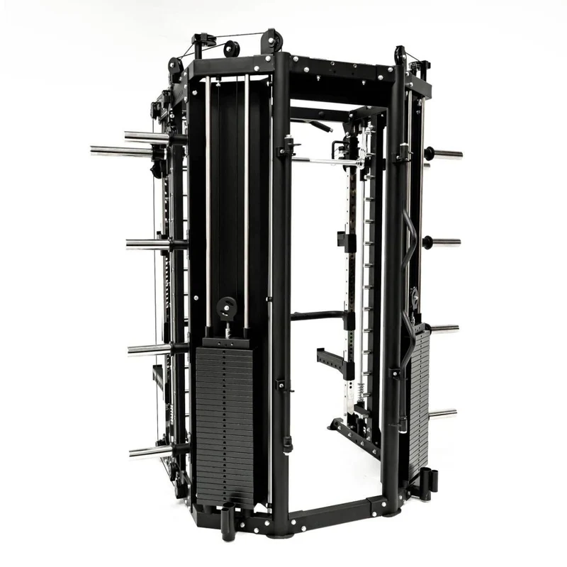 G15® All-In-One Trainer - Smith Machine, Rack + Double Poulie (Rapport de Câbles 2:1 et 4:1) + 260 Kg de Plaques Incluses