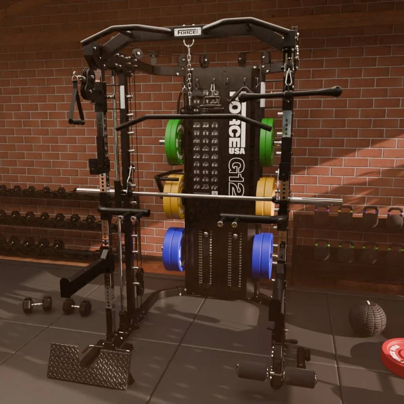 G12™ V2 All-In-One Trainer - Double Poulie (2 x 100 kg), Machine Smith, Rack et Presse pour les Jambes