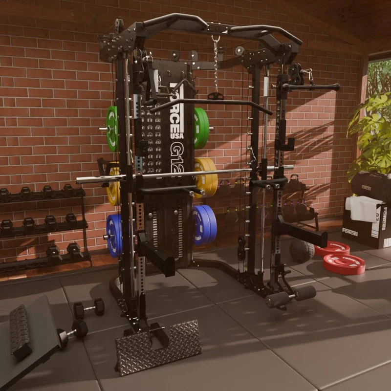 G12™ V2 All-In-One Trainer - Double Poulie (2 x 100 kg), Machine Smith, Rack et Presse pour les Jambes