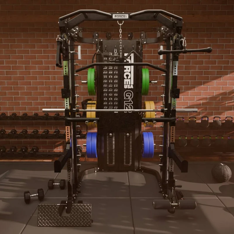 G12™ V2 All-In-One Trainer - Double Poulie (2 x 100 kg), Machine Smith, Rack et Presse pour les Jambes