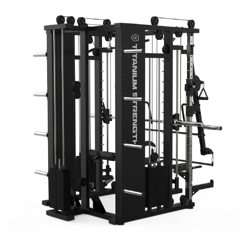 MULTIPOWER - MACHINE SMITH AVEC DOUBLE POULIE + RACK + POULIE HAUTE ET BASSE + 270 KG DE PLAQUES INCLUSES B300
